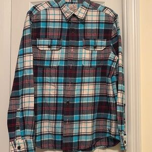 American Eagle AEO Heritage Classic Fit Flannel Sz Large Blue/Teal